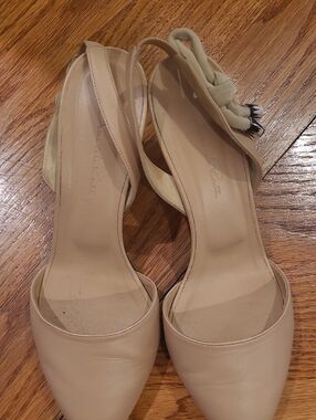 Oscar de la Renta Nude Slingback Pointed-Toe Pumps